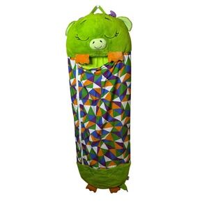Happy Nappers Green Dragon Sleeping Bag Kids Plush Pillow‎ Geometric Pattern